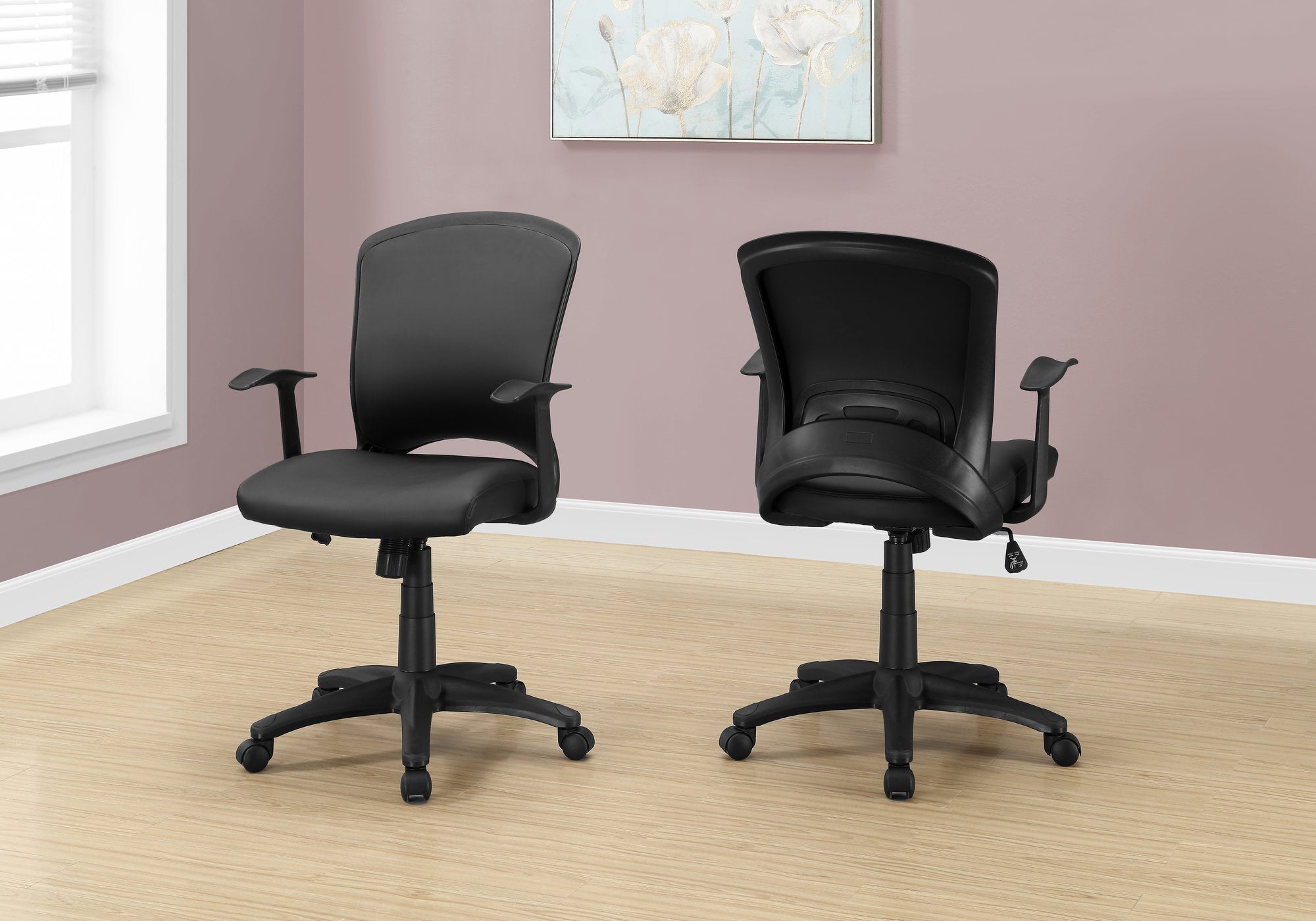 OFFICE CHAIR - BLACK LEATHER-LOOK / MULTI POSITION