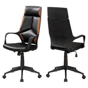 24.5" x 25" x 95.5" Black, Brown, Foam, MetalLeather-Look - Office Chair
