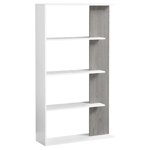 9" x 31.5" x 55.75" White, Grey, Particle Board - Bookshelf