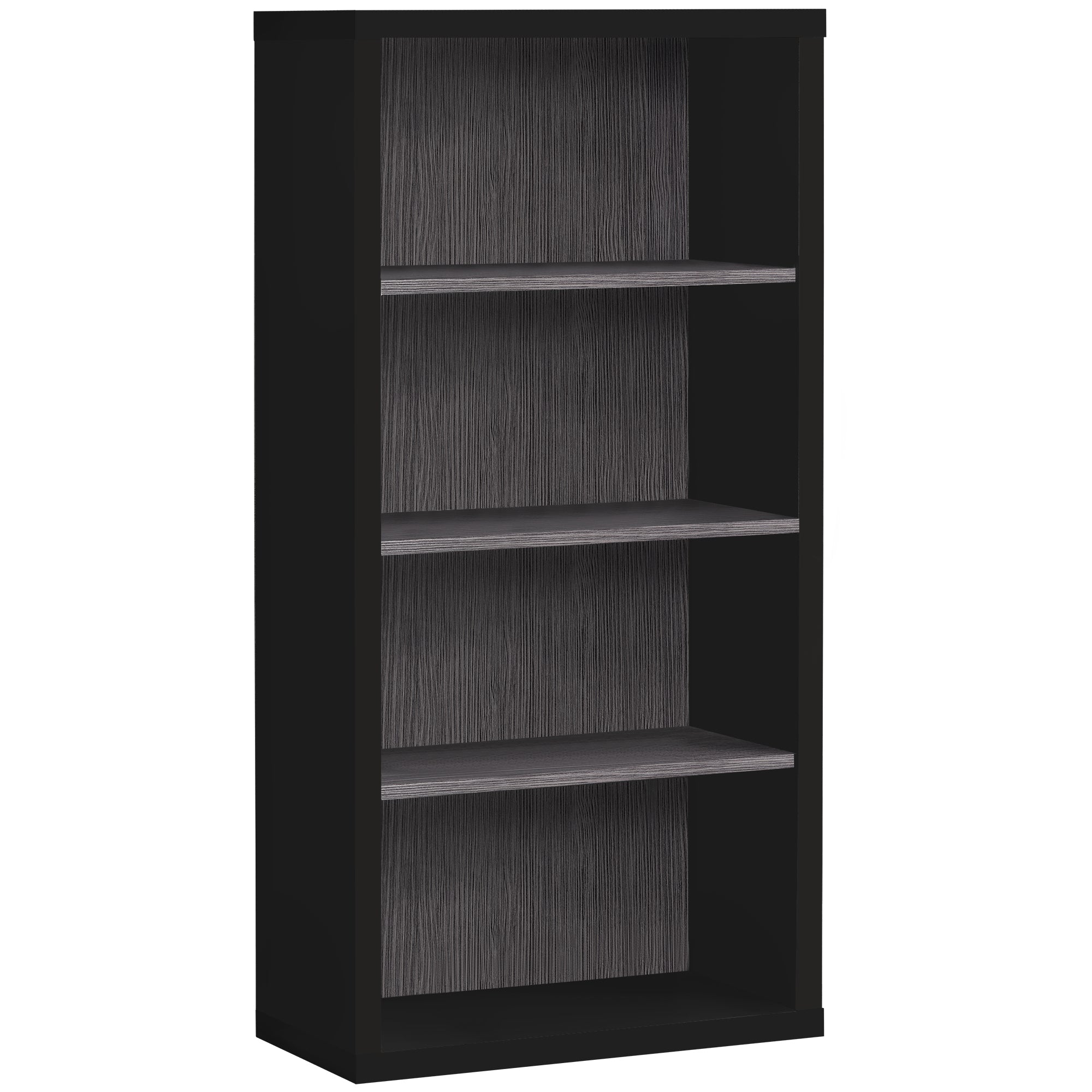 11.75" x 23.75" x 47.5" Black, Grey, Particle Board, Adjustable Shelves - Bookshelf