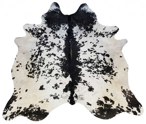 5.5' Black and White Brindled Cowhide Rug