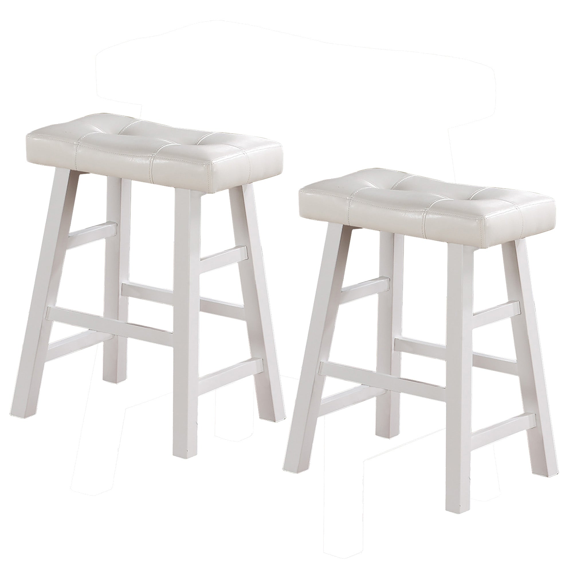 Rubber Wood Counter Stool With Strong Legs Set Of 2 White