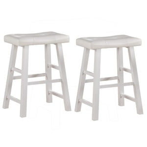 Rubber Wood Bar Stool Set Of 2 White