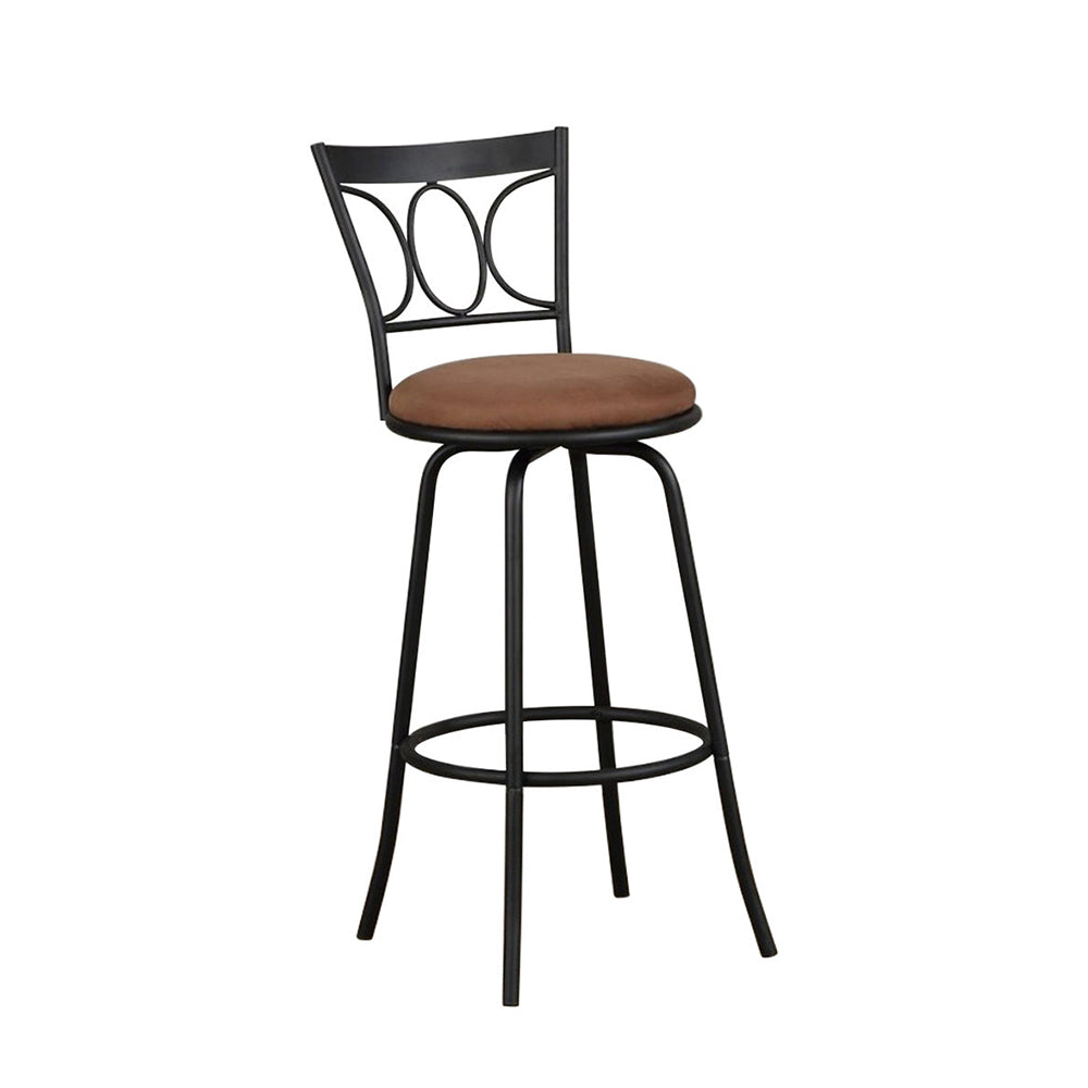 Metal & Microfiber Cushion Swivel Barstool, Black (Set of 2)