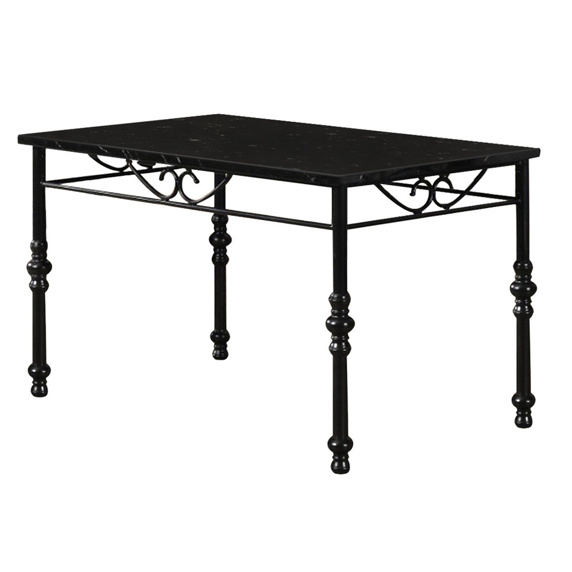 Metal Dining Table With marble top Black