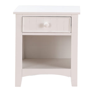 Wooden Night Stand With Bottom Open Shelf, White