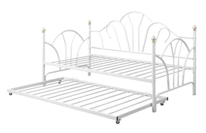 Twin Metal Trundle With 14 Slats, White