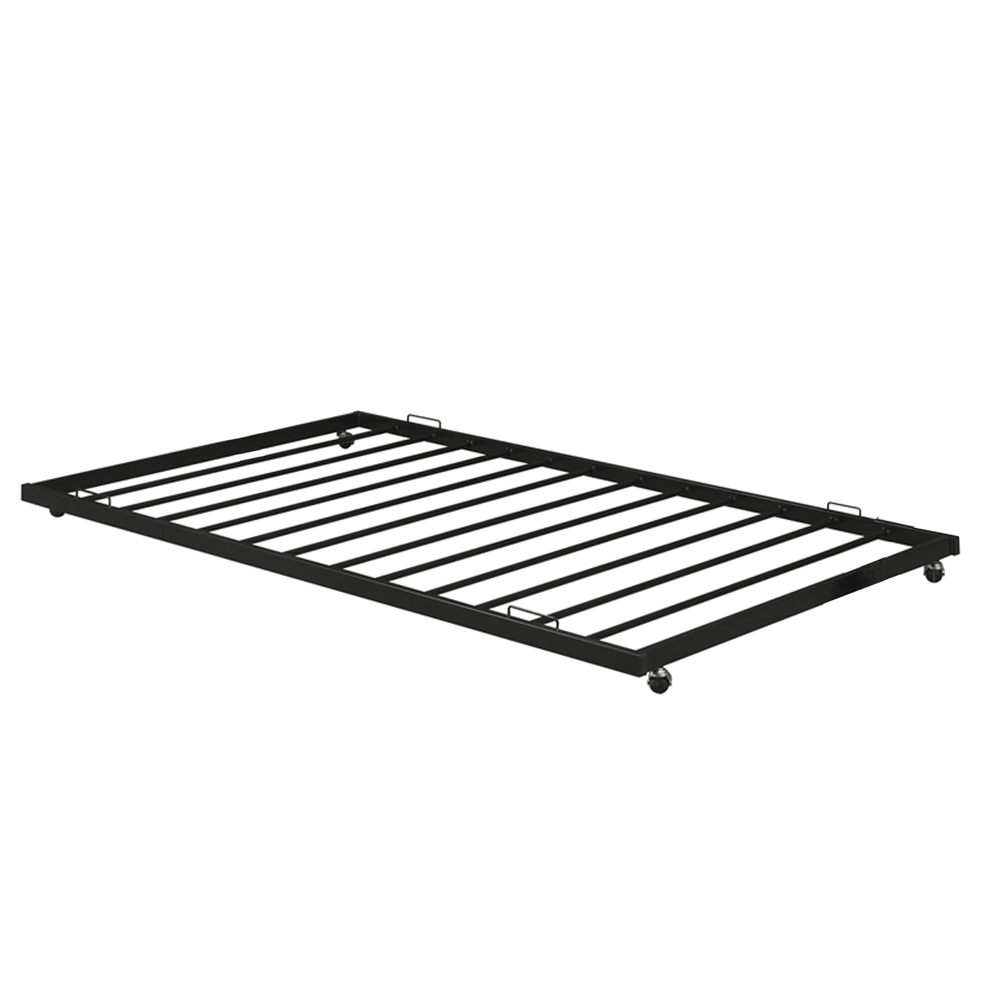 Modern Metal Twin Trundle With 14 Slats, Black