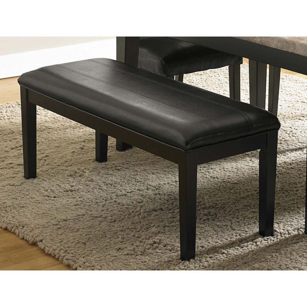Wooden Bench With Padded Leatherette Seat, Dark Espresso Brown