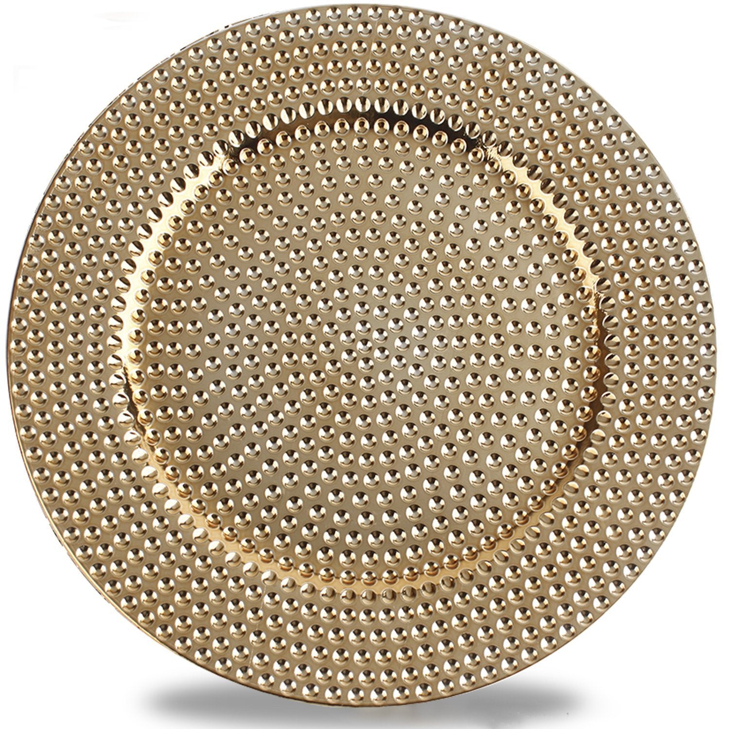 Round Plastic Charger Plate With Electroplating Finish, Gold