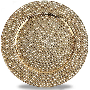 Round Plastic Charger Plate With Electroplating Finish, Gold