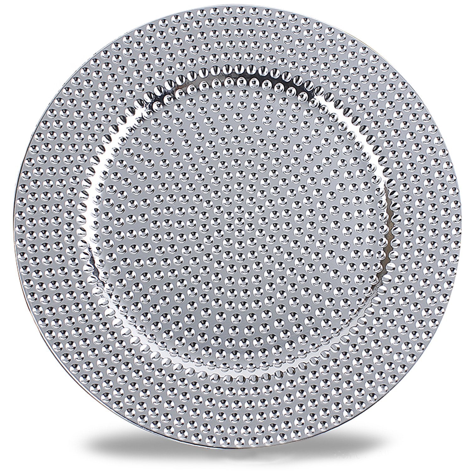 Round Plastic Charger Plate With Electroplating Finish, Silver