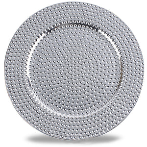 Round Plastic Charger Plate With Electroplating Finish, Silver