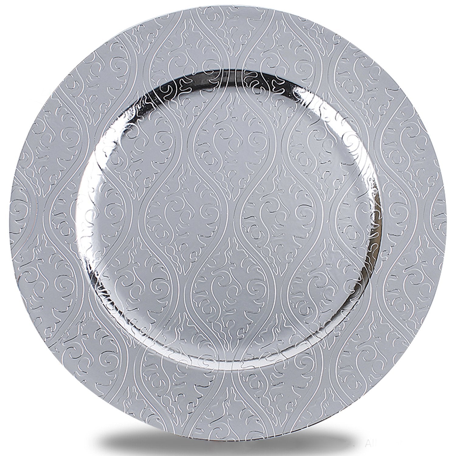 Round Plastic Charger Plate With Electroplating Finish, Silver