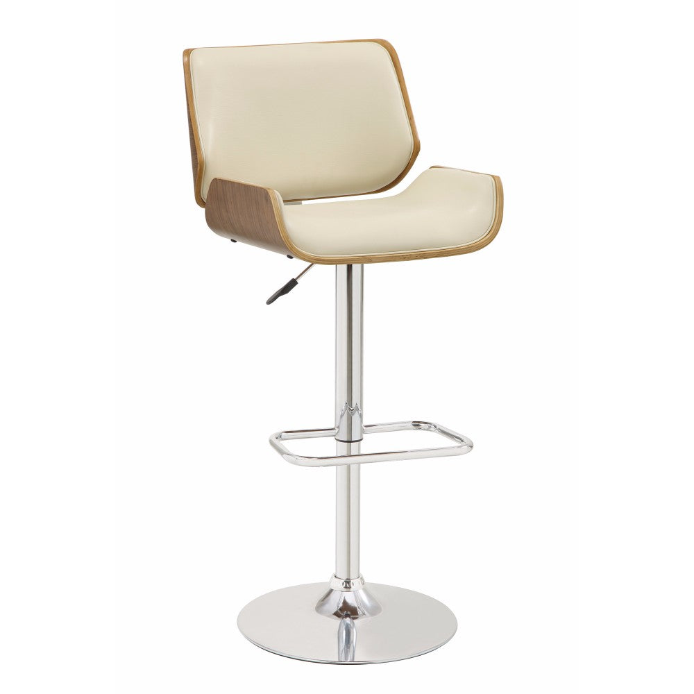 Adjustable Bar Height Stool, Cream & Walnut Brown