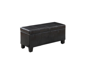 Bonded Leather Storage Ottoman, Black