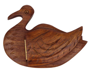 Hand carved Duck Figurine Jewelry Storage Box/Trinket Box, Brown