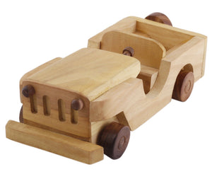 Handcrafted Open Jeep Wooden Toy for Kids, Brown