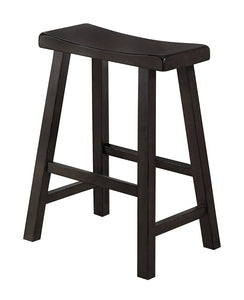 Wooden 24" Counter Height Stool with Saddle Seat, Black, Set Of 2