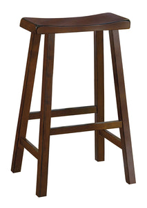 Wooden 29" Counter Height Stool with Saddle Seat, Warm Cherry Brown, Set Of 2