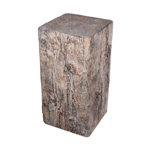 Square FauxBeam Cement Stool, Brown