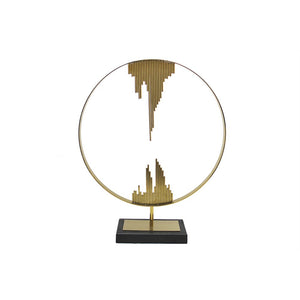 Metal Tabletop Sculpture On Marble Base, Gold