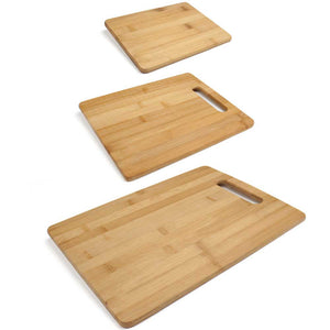 Bamboo Wood Cutting Or Chopping Board, Natural Brown, Set Of 3