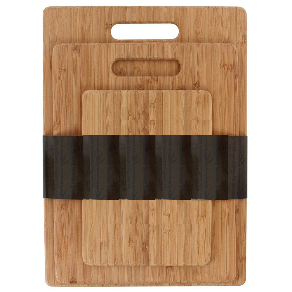 Bamboo Wood Cutting Or Chopping Board, Natural Dark Brown, Set Of 3