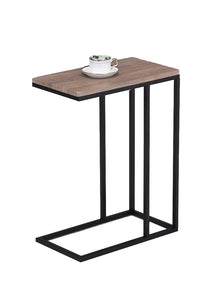 Wooden Top Snack Side End Table With Iron Framed Base, Brown And Black