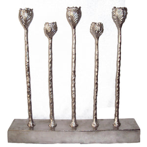 Five Aluminum Tealight Candle Holders , Silver