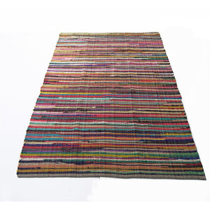 Extra Large Size Recycle Cotton Rainbow Chindi Rag Rug, Multicolor