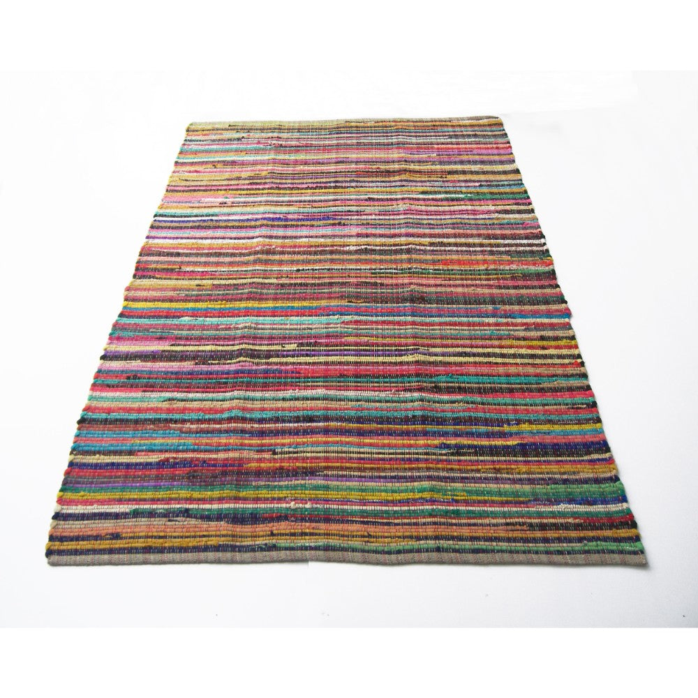 Cotton Rainbow Chindi Rag Rug, Multicolor