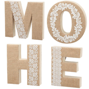 Home Lettering Wall Decor, Beige, Set of 4