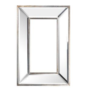 Wood and Glass Wall Art With Beveled Edges, Silver