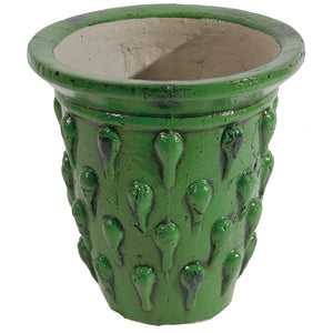 Terracotta Vase With Patterned Body, Green