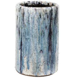 Terracotta Vase With Drip Glazed Texture, Multicolor