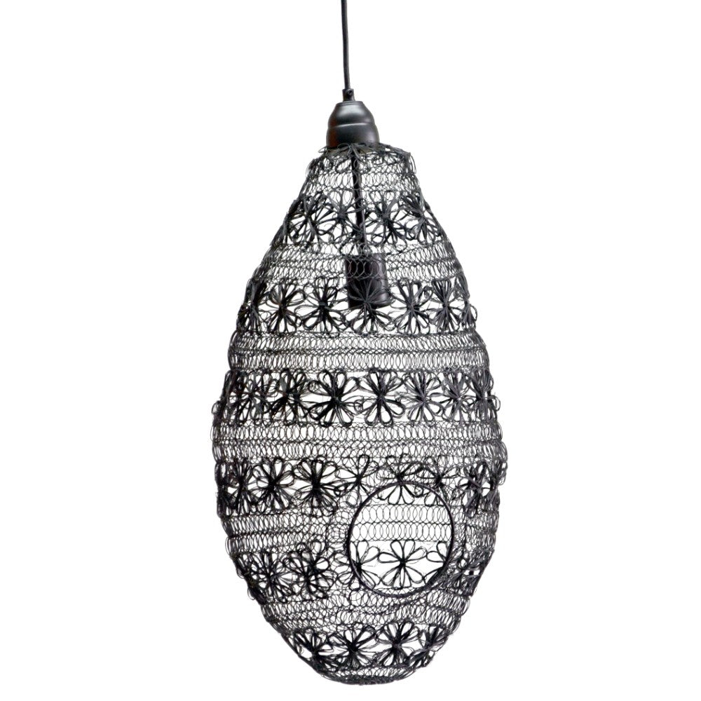 Wire Weave Pendant Light In Iron, Black