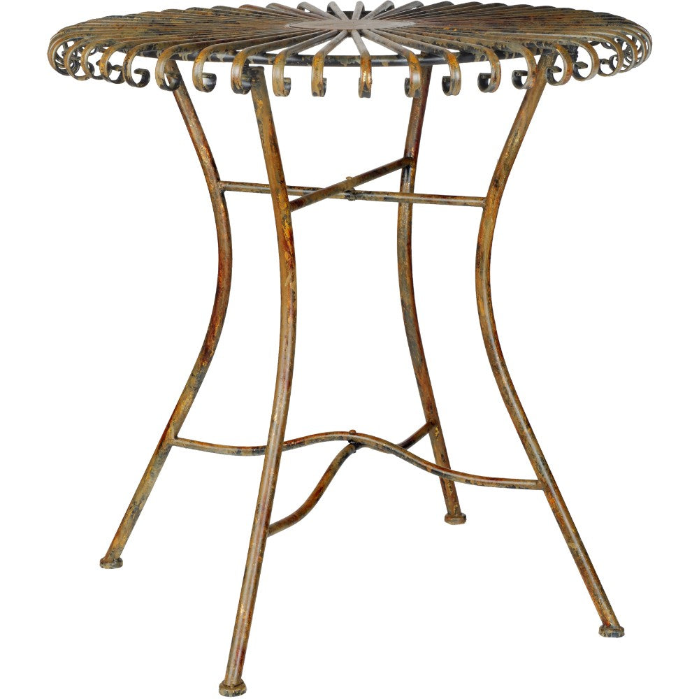 Round Metal Table With Designer Top, Multicolor