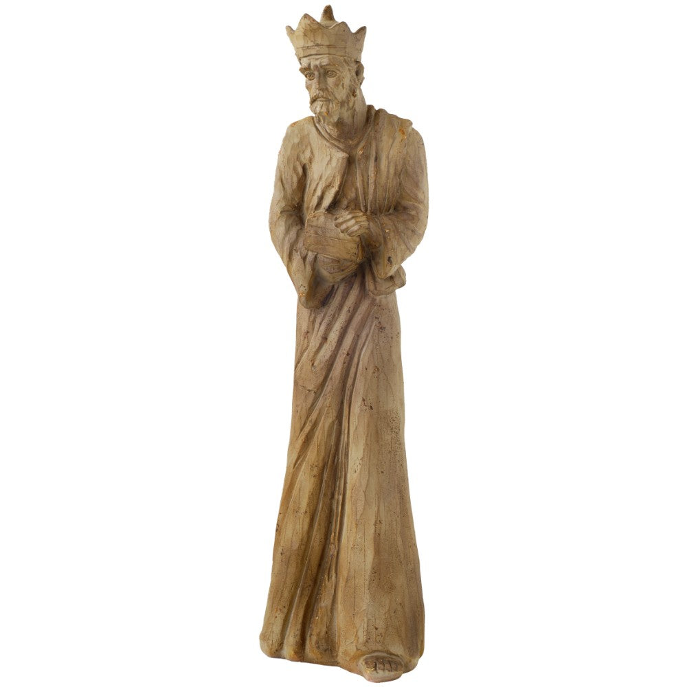 Wise Man Statue In Distressed Finish, Beige