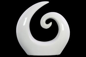 Abstract Spiral Sculpture In Ceramic, Large, Glossy White