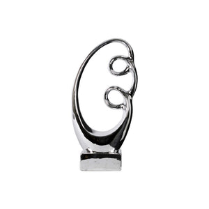 Abstract Ceramic Sculpture In Chrome Silver