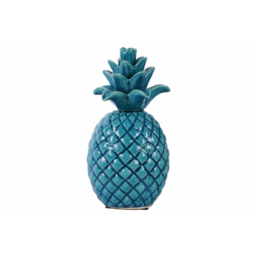 Ceramic Pineapple Figurine With Pimpled Accents, Blue