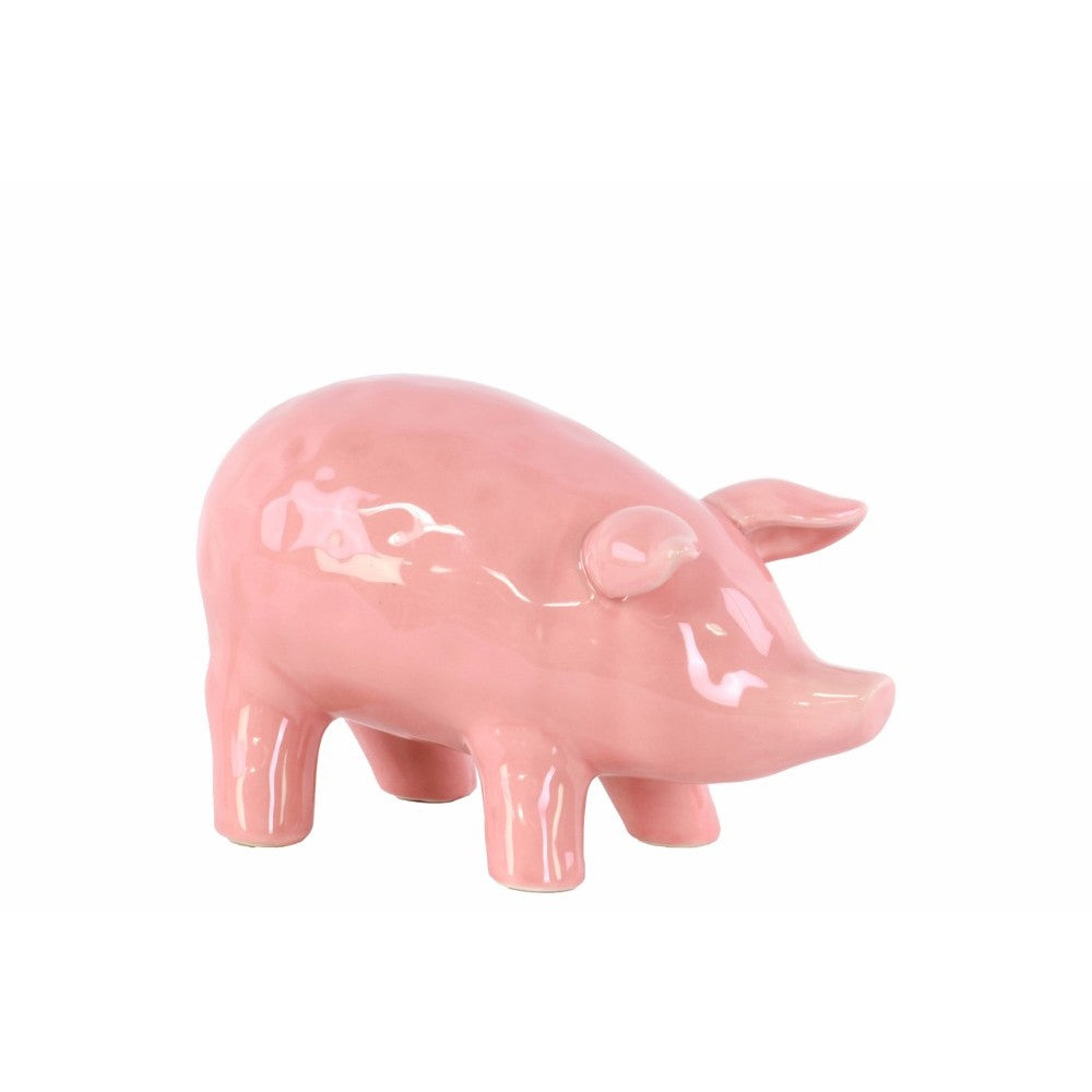 Ceramic Standing Pig Figurine with SM Gloss Finish, Pink