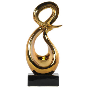 Ceramic "&" Abstract Sculpture on Rectangle Base, Gold