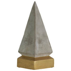 Cemented Pyramid Figurine on Coated Gold Square Base, Large, Gray