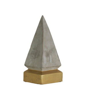 Cemented Pyramid Figurine on Coated Gold Square Base, Small, Gray