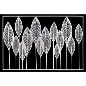 Metal Veined Leaves Wall Decor in Landscape Orientation, White