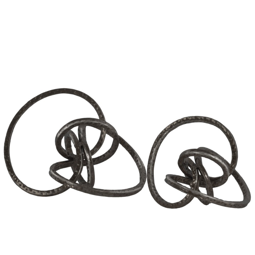 Metal Curl Abstract Tabletop Sculpture, Gunmetal gray, Set of 2