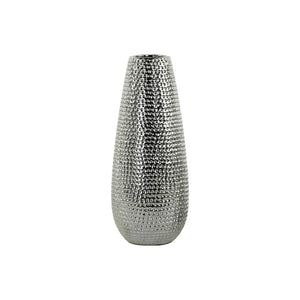 Ceramic Round Vase With Dimpled Pattern, Large, Silver