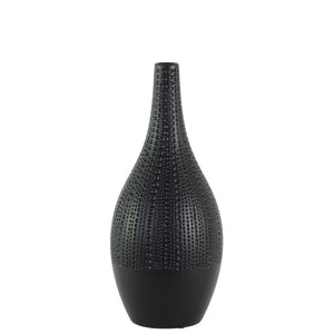 Ceramic Bellied Vase With Long Neck, Medium, Black